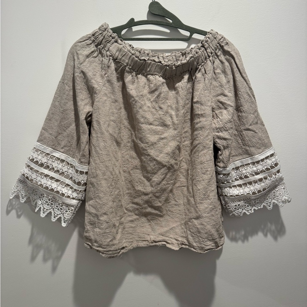 Ella Rafaela Linen Off-the-Shoulder Top